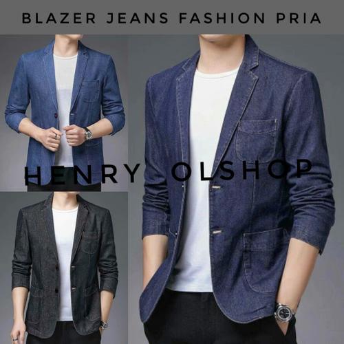 Jual BLAZER JEANS FASHION PRIA MODEL KEKINIAN BAJU JAS PESTA LAKI