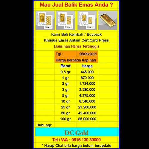 Instant Buyback Emas Antam Logam Mulia Certicard Press Harga Tertinggi di Toko DC Online | Tokopedia