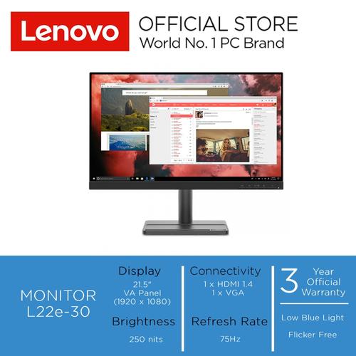 Gambar Lenovo Monitor L22e-30 21.5" FHD VA Panel 75Hz dari Lenovo Monitor Official Store Jakarta Utara Tokopedia