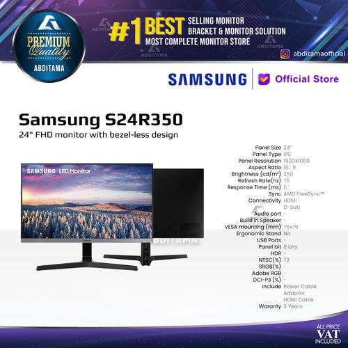 Gambar Monitor LED Samsung S24R350 24" IPS 75hz HDMI VGA FreeSync dari Abditama Official Kota Depok Tokopedia