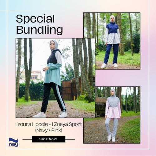 Foto Produk Paket Bundling Setelan Olahraga Youra Hoodie Candy Green & Zoeya Sport - S dari Nay Sportswear