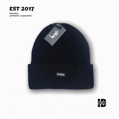 Jual STUSSY OVAL PATCH BEANIE HAT BLACK 