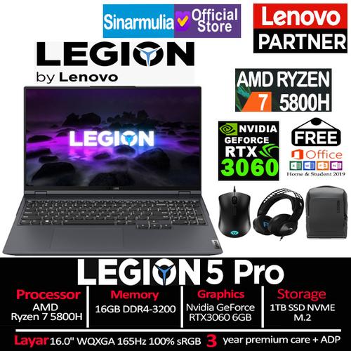 Gambar LENOVO Legion 5 Pro Ryzen 7 5800H RTX3060 1TB SSD 16GB 16" WQXGA W10 dari Sinarmulia Sukses Makmur Jakarta Barat Tokopedia