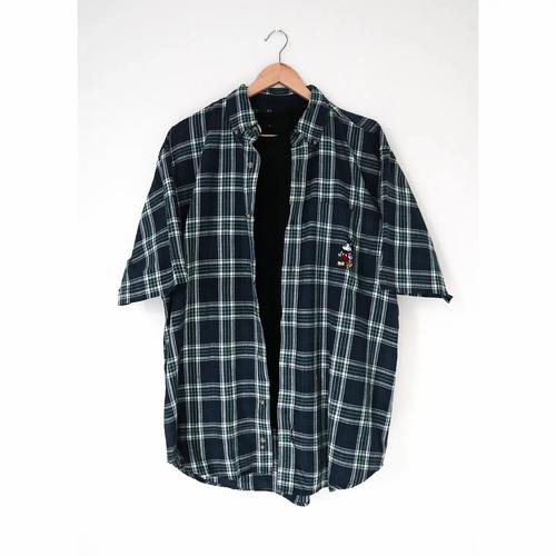 Disney Plaid Shirt (Bordir MickeyMouse 