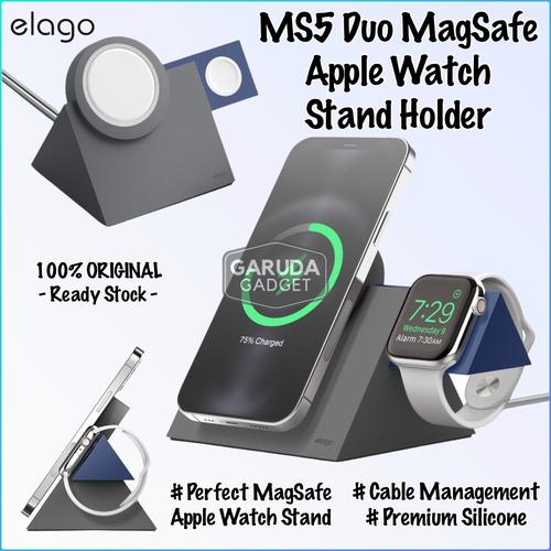 Jual Stand Holder MagSafe Apple Watch Elago MS5 Duo Docking Charger Apple -  Grey Navy - Jakarta Utara - Garuda Gadgets | Tokopedia