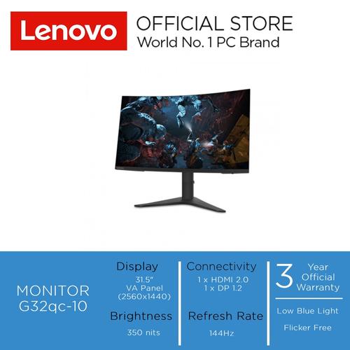 Gambar Lenovo Monitor G32qc-10 31.5" Wide Quad HD VA Panel 144Hz dari Lenovo Monitor Official Store Jakarta Utara Tokopedia