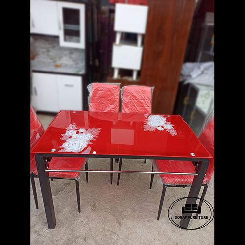 Jual Meja Makan Tempered Glass 4 Kursi - Merah - Kota Bekasi - Sobat ...