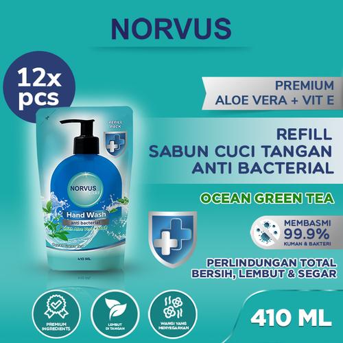 Gambar Sabun Cuci Tangan Anti Bakteri Ocean Green Tea 12 pcs x 410ml - NORVUS dari Norvus Indonesia Jakarta Barat Tokopedia