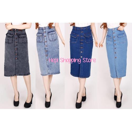 Jual Rok Jeans Kancing 8 / Rok Jeans 