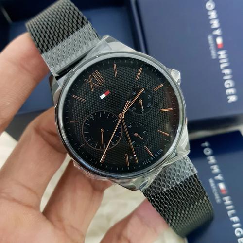 tommy hilfiger black mesh watch