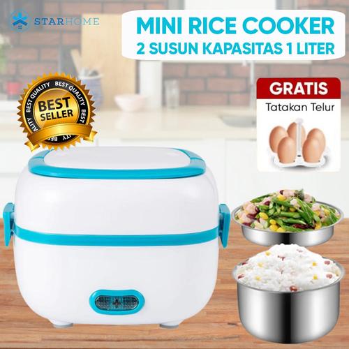 Gambar StarHome Rice Cooker Mini 2 Susun kapasitas 1 L - Penanak Nasi Mini - Biru dari StarHome Jakarta Utara Tokopedia