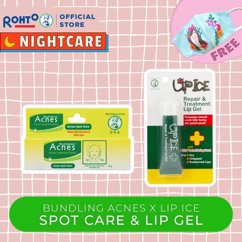 Gambar Night Care - Acnes Spot Care 12g + Lip Ice Repair & Treatment Lip Gel dari Rohto-Official-Store Jakarta Timur Tokopedia