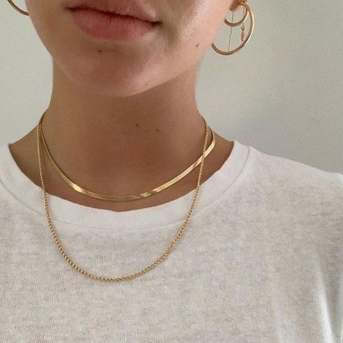 Herringbone Gold Chain 2-piece Set 