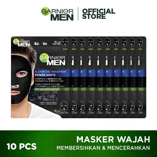 Gambar Garnier Men Complete Package Mask Pack of 10 - Power White dari Garnier Men Kota Tangerang Selatan Tokopedia