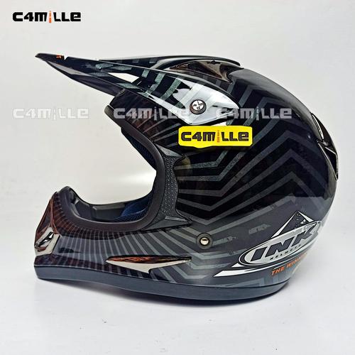 Jual HELM INK CROSS MOTO - X #4 BLACK DARK GREY MET ORANGE TRAIL CROSS ...