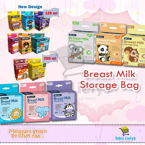 Gambar GEA Baby Kantong Asi / Milk Bag Safari Edition 120ml - Abu-abu, 5 BOX dari i do my hobbies Jakarta Barat Tokopedia