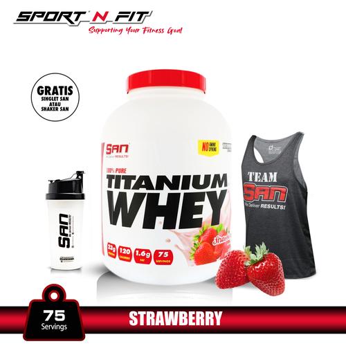 Foto Produk SAN 100% PURE TITANIUM WHEY 5LB STRAWBERRY dari Sport N Fit
