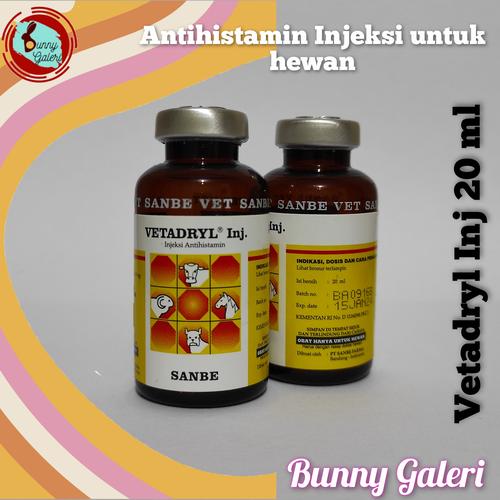 Jual VETADRYL INJ 20 ml Antihistamin injeksi untuk hewan ternak Kab