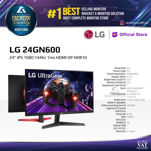 Gambar Monitor LED LG 24GN600 24" IPS 1080 144hz 1ms HDMI DP HDR10 dari Abditama Official Kota Depok Tokopedia