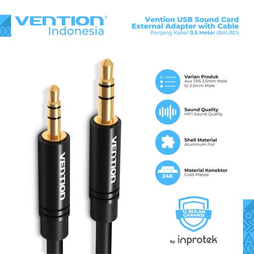 Gambar Vention Kabel Audio Aux 3.5mm to 2.5mm Stereo Adapter TRS - BAL, 0.5 Meter dari Vention Indonesia Jakarta Barat Tokopedia