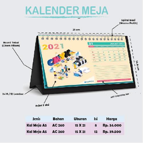 Jual Cetak Kalender Meja 2021 Kalender Meja A5 Isi 12 Lembar Kota