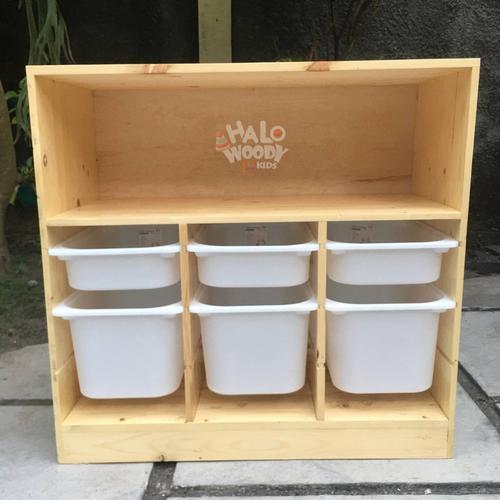 Jual Rak Mainan Tipe Pluto Halo Woody Kids - Rak Mainan Kayu - Natural