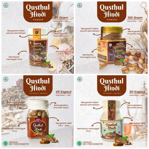 Foto Produk Qusthul Hindi Qist Al hindi Qustul Hindy Kustul 100gr / Obat Paru-Paru - Kapsul isi 45 dari Abu Khansa Herbal