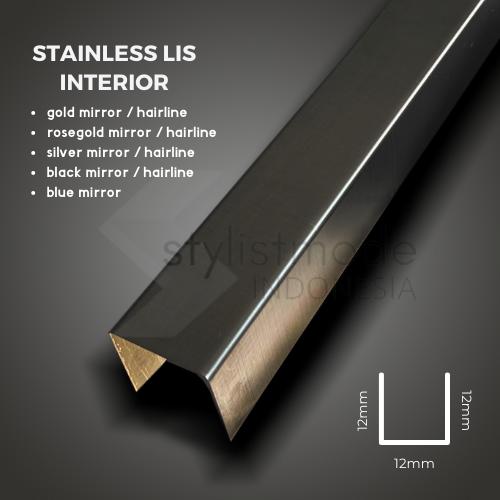 Foto Produk Stainless Lis Interior | Lis U Stainless 12 x 12 x 12mm - black hairline, 3050mm dari stylistmode