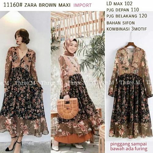 Jual long dress maxi dress Zr Brown 