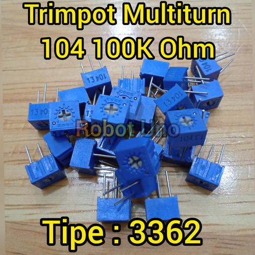 Jual Multiturn 104 100K Ohm Potensiometer Trimpot Trimmer Resistor 3362 ...