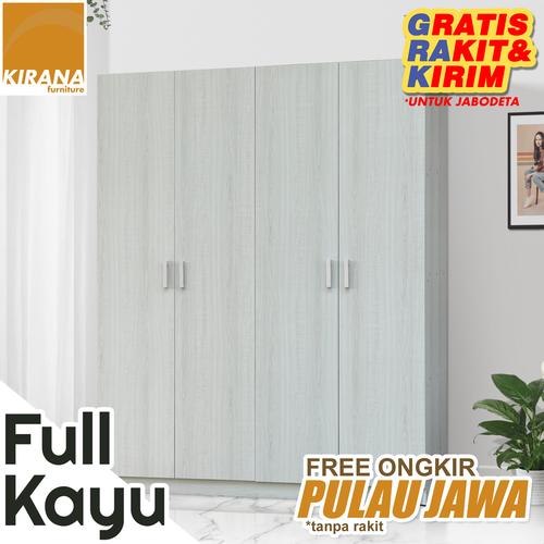 Gambar FULL KAYU - Kirana Lemari Pakaian / Lemari Baju 4 Pintu Modern Madison - White Glossy dari KiranaFurniture Kab. Bogor Tokopedia
