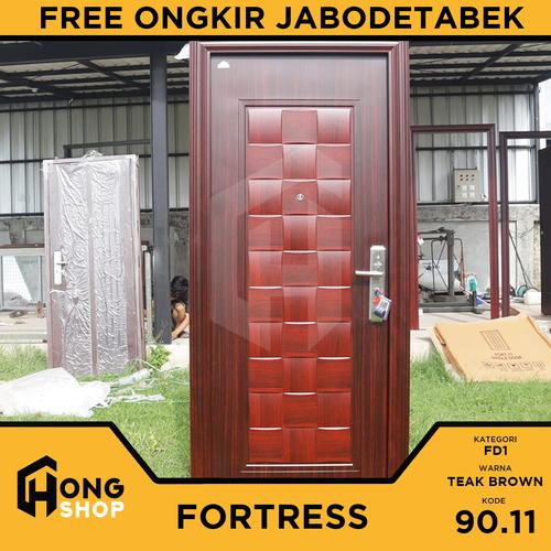 Gambar Pintu Kamar / Pintu Utama BAJA JBS FORTRESS 90x210 -- FORT 90.11 - Teak Brown, BUKAAN KANAN dari Hong Shop ID Kota Bekasi Tokopedia