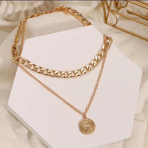 Jual Coin chain necklace double layer 