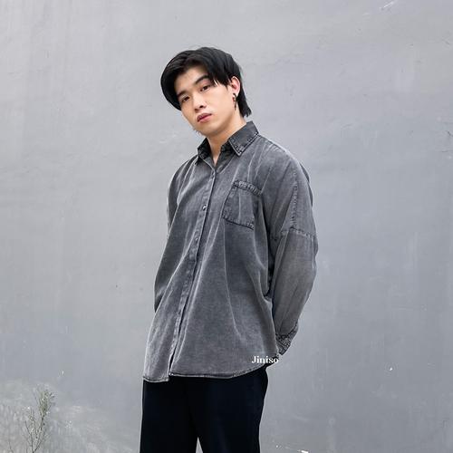 Gambar JINISO - Denim Shirt Kemeja Oversize Hyper Active - MATCHA MINT dari JINISO.ID Jakarta Utara Tokopedia