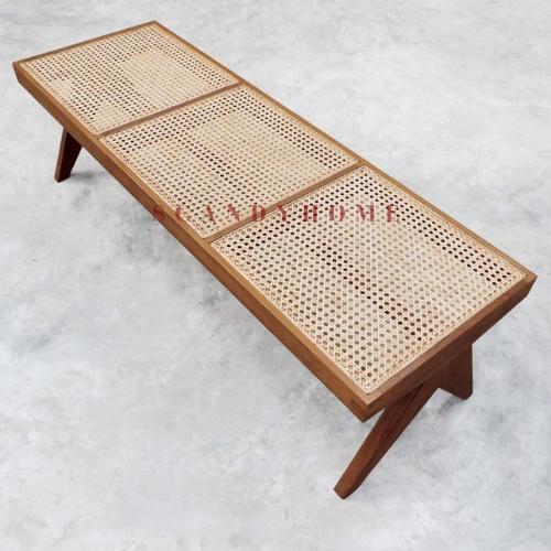 Jual sofa bench rotan kursi stool puff bangku kayu jati minimalis-120cm ...