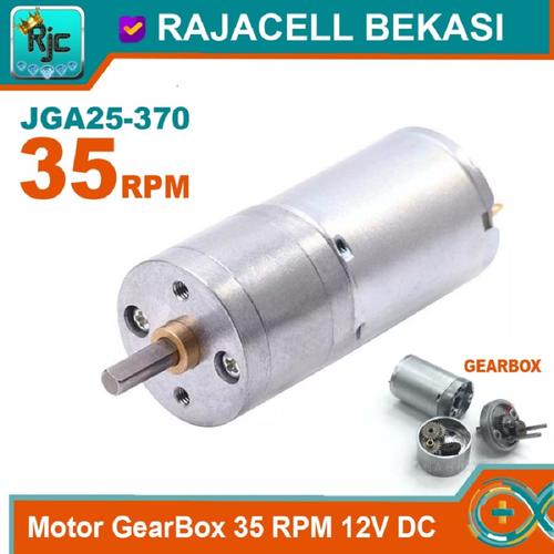 Jual Motor DC Gearbox 12V 35RPM Gear Box High Speed JGA25370 Shaft 4mm