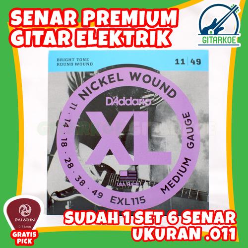 Gambar Senar Gitar Elektrik 011 DAddario EXL115 Medium Gauge Nickel Wound dari gitarkoe Kota Tangerang Selatan Tokopedia