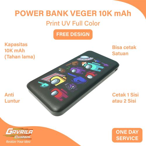 Gambar Custom Powerbank 10.000 mAH Veger X103 2 Sisi Murah Print UV dari Gavrila Custom Jakarta Utara Tokopedia
