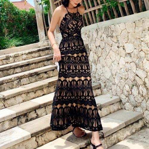 Jual Maxi Long Dress Lace Elegant Beach 