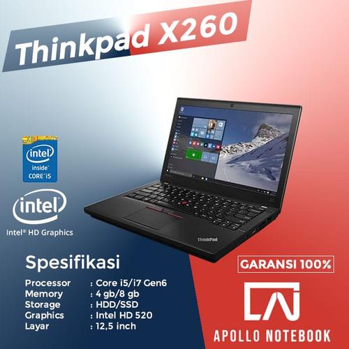 Gambar Laptop Lenovo ThinkPad X260 Core i5 - Second Terjangkau & Bergaransi - 4 gb, SSD 240GB dari Apollo Notbook Jakarta Pusat Tokopedia
