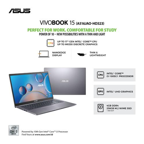 Gambar Asus Vivobook A516JAO HD323 Core i3 1005G1 4GB 256SSD W10+OHS 15.6"HD dari mettagadget Kota Surabaya Tokopedia