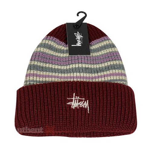 Jual STUSSY STRIPED CUFF BEANIE HAT RED 