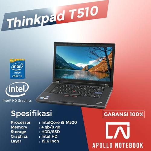Gambar Lenovo Thinkpad T510 Core i5 - Second Bergaransi - 4GB, HDD 500GB dari Apollo Notbook Jakarta Pusat Tokopedia