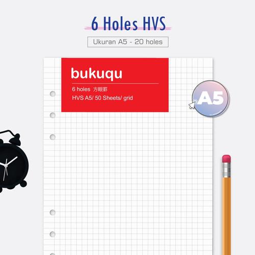 Gambar Loose Leaf HVS A5 - 6 HOLES/ GRID/ DOT - Polos dari Bukuqu Kota Tangerang Selatan Tokopedia