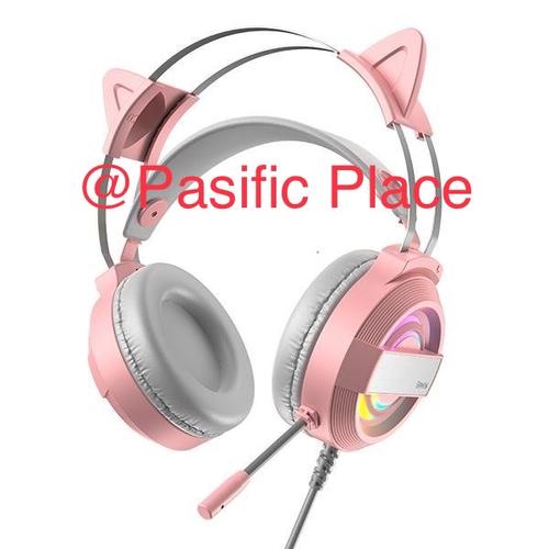 Jual Gamen GH1100 Pink Cat Ear Cute RGB 