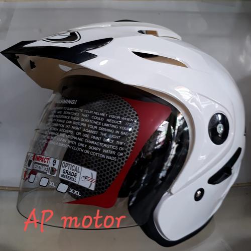 Jual HELM KYT VENOM RR SOLID HALF FACE |DOUBLE VISOR Hitam, M