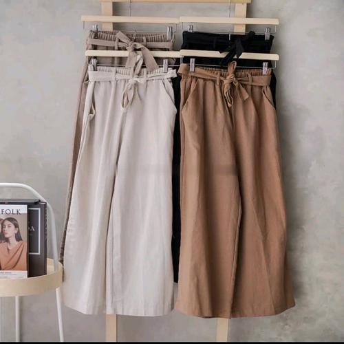Promo celana kulot linen rami highwaist 