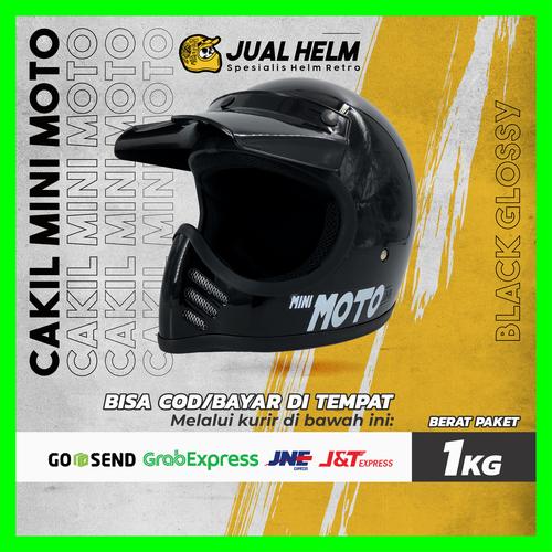 Jual Helm Cakil Mini Moto 3 Enduro Trail Black Glossy (Vintage/Retro) -  Kota Depok - Jual Helm | Tokopedia