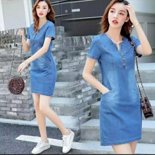 Jual Dress Jeans Selutut Modern Terbaru 