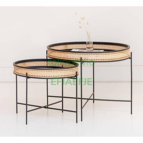 Jual Black Coffee Table With Cane bing, coffee table modern kaki